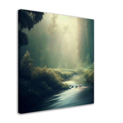 Tranquil Forest River Landscape Wall Art