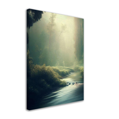 Tranquil Forest River Landscape Wall Art