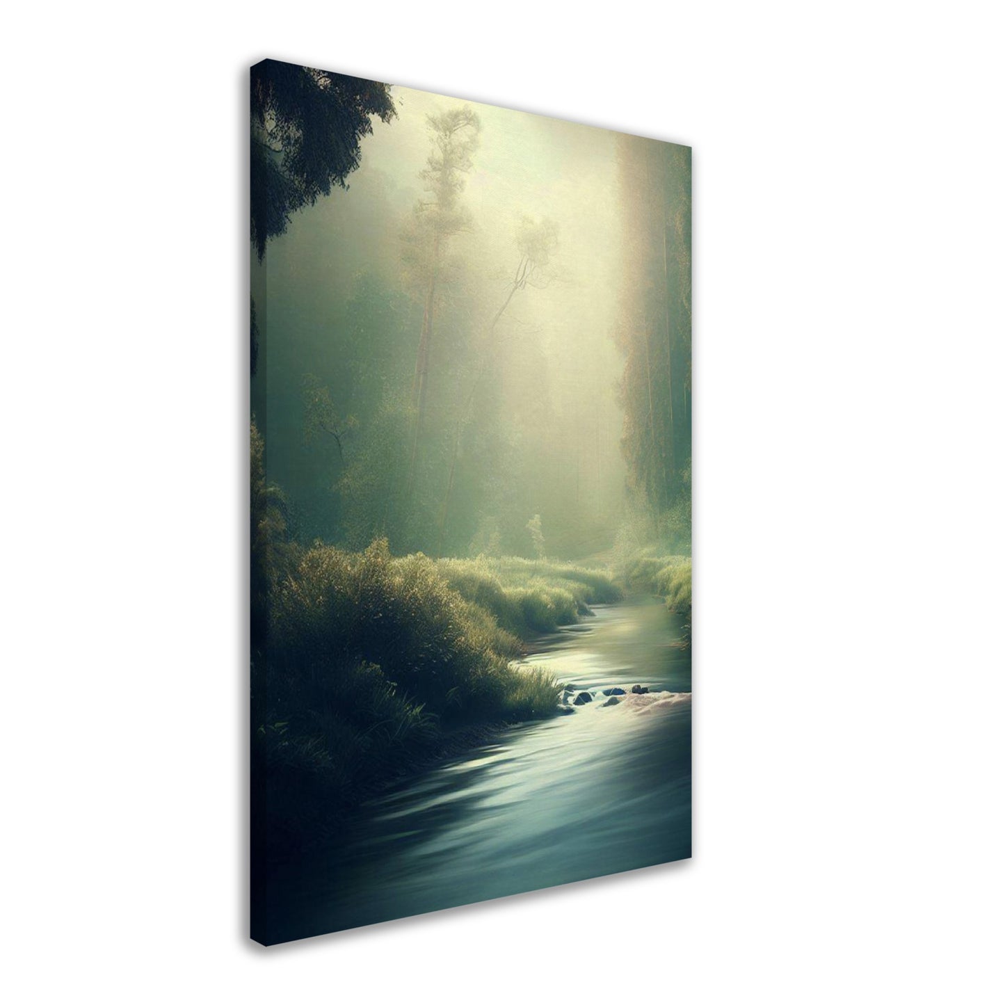 Tranquil Forest River Landscape Wall Art