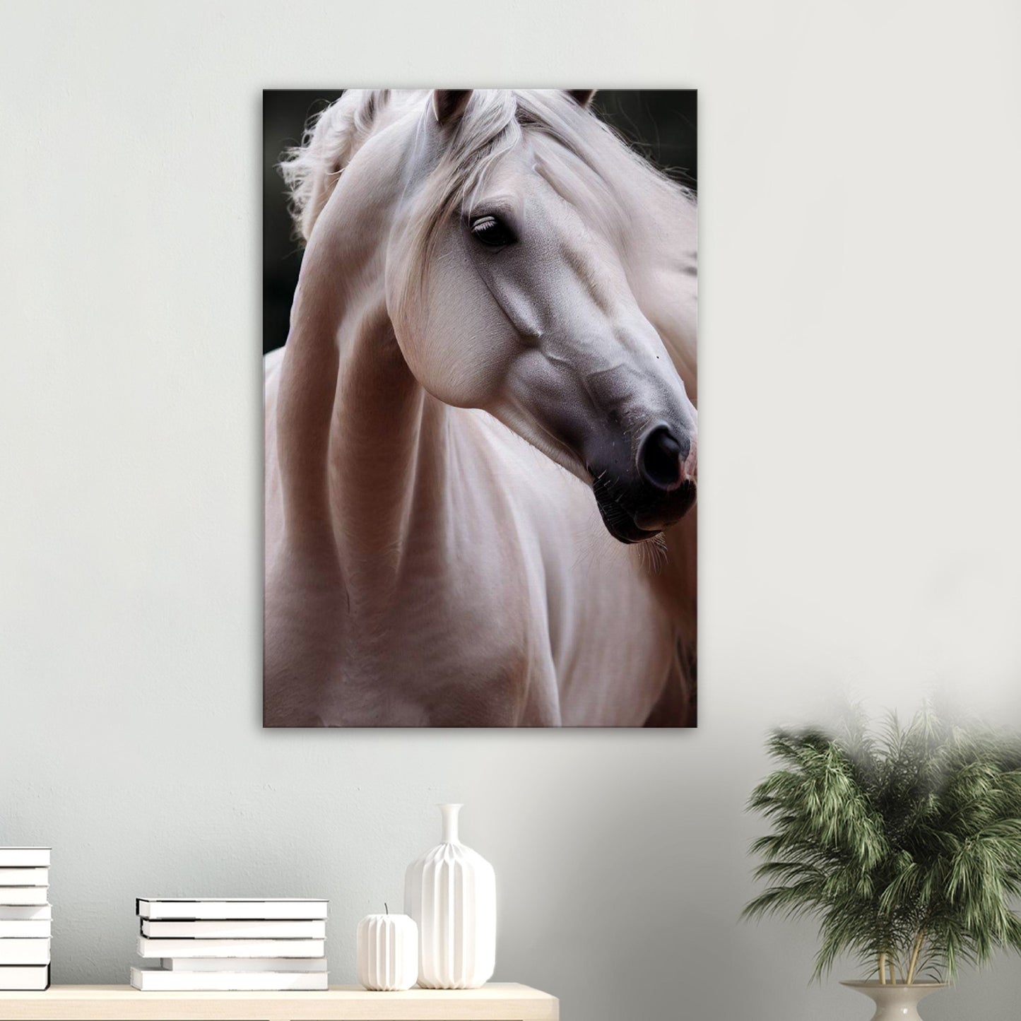 Majestic White Stallion Canvas Wall Art