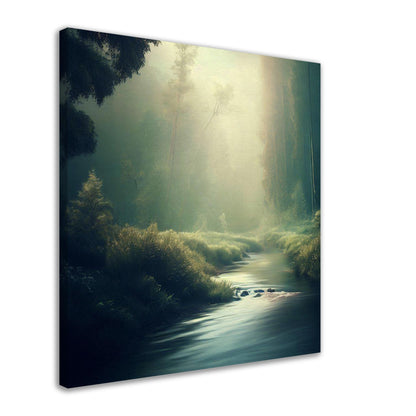 Tranquil Forest River Landscape Wall Art