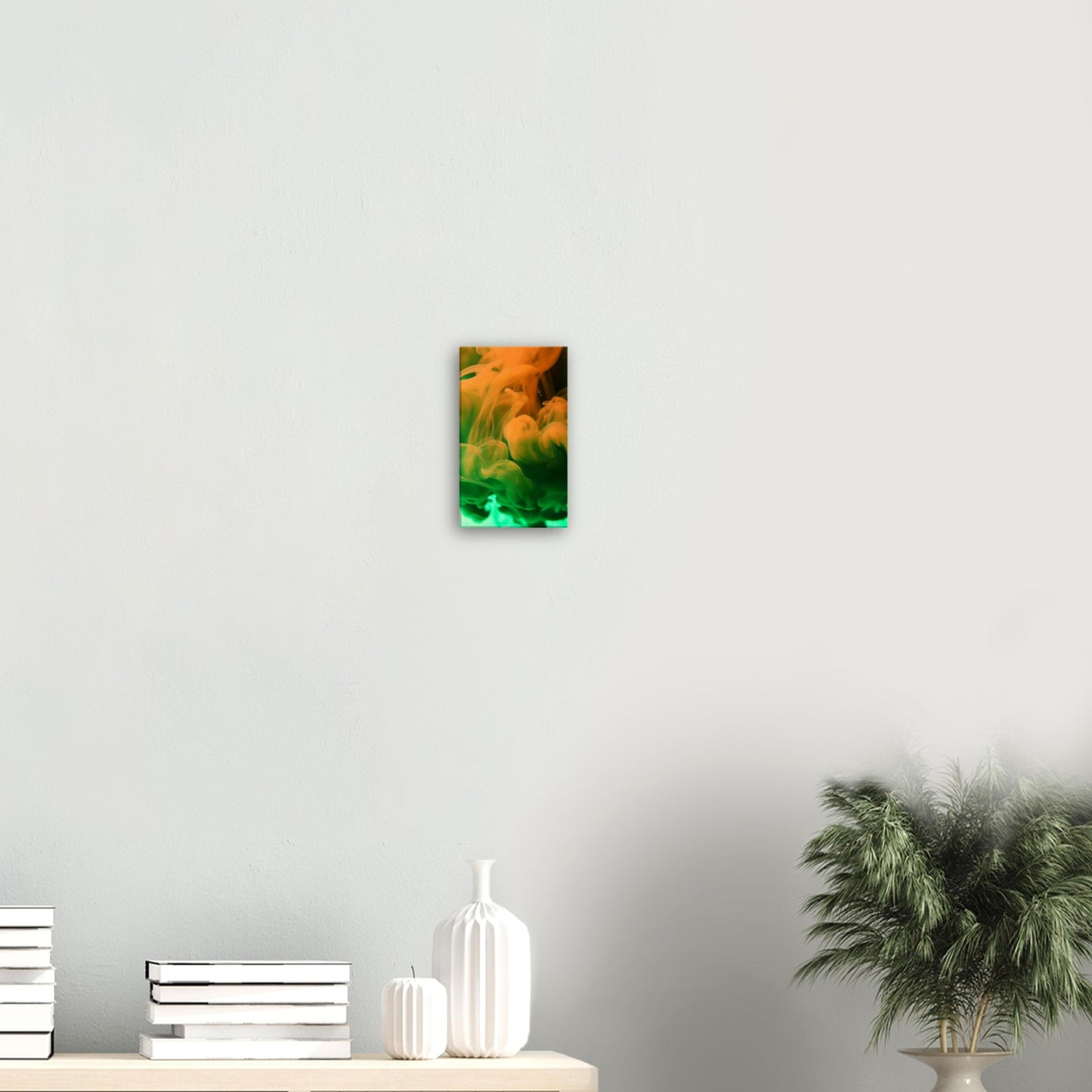 Green and Orange Ink In Water Wall Art
