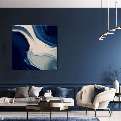 Modern Deep Blue and White Wall Art