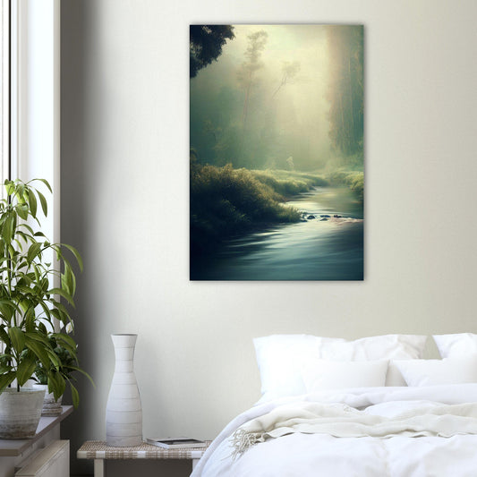 Tranquil Forest River Landscape Wall Art